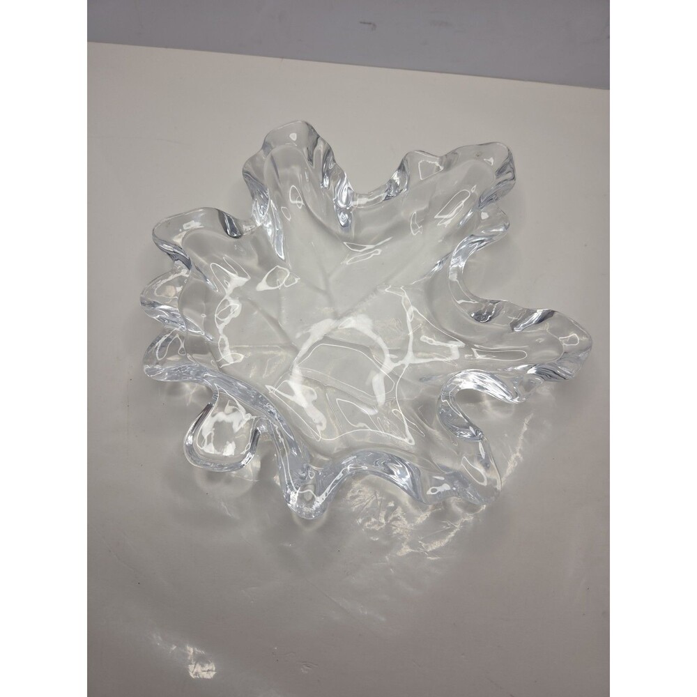Bowring Clear Glass Maple Leaf Plate for Candles, Candy Or Catch-All New In Box